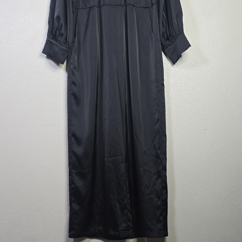Disturbia Pintuck Rufflw Black Long Sleeve Ruffle- Jumpsuit Size 12 Belt Missing - Picture 5 of 13